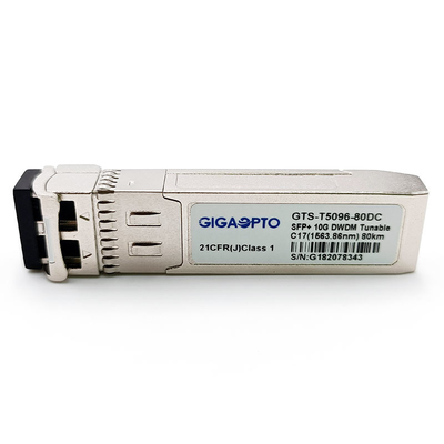 Настраиваемые 50GHz DOM приемопередатчика 80km 1563.86nm-1528.77nm LC C-диапазона SFP+ SMF шага 10G DWDM